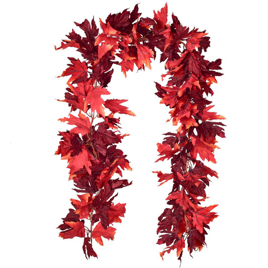 DearHouse 2 Pack Fall Garland Maple Leaf, 5.9Ft/Piece Hanging Vine Garland Artificial Autumn Foliage Garland Thanksgiving Decor for Home Wedding Fireplace Party Christmas (Brown)